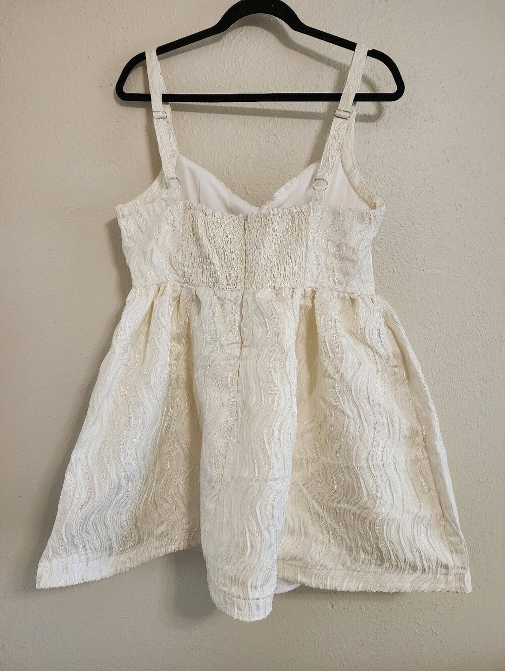 Lulus Charmingly Precious Cream Pleated Textured Bustier Mini Dress XL Wedding - Picture 8 of 9